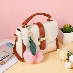 Cherry Purse Charm Pink Keychain with Key Ring for Purse Handbag New